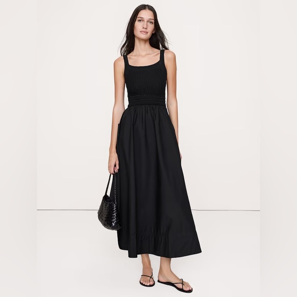 Banana Republic Dresses & Skirts - NEW! Banana Republic Black Crochet & Cotton Poplin Mixed-Media Midi - Large